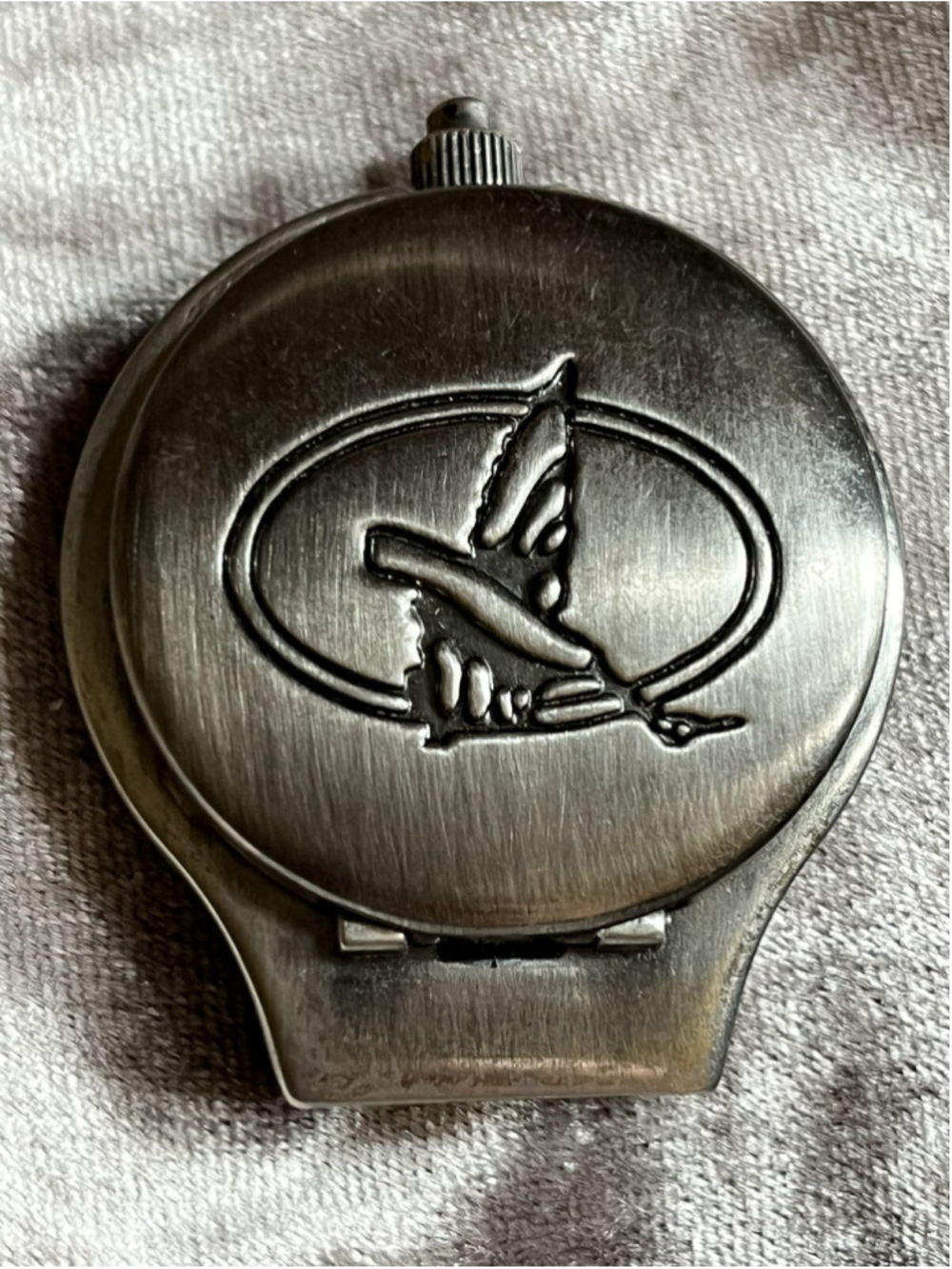 Remington Flying Duck Clip On Watch - 38-173 Silver Tone - Needs battery